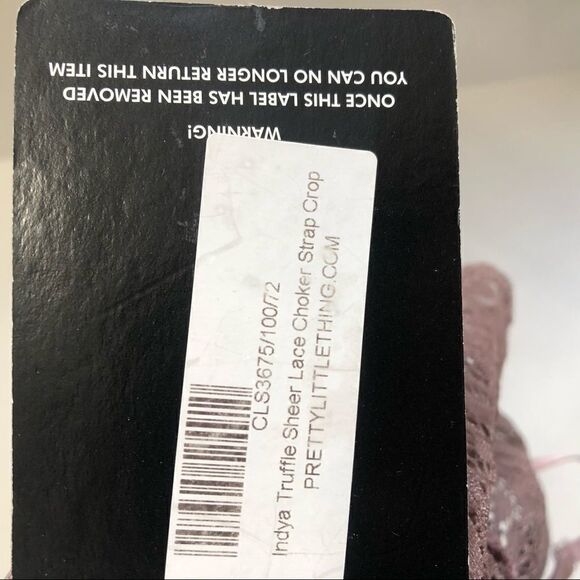 2/$30 Prettylittlething Indya Truffle Sheer Lace Choker Strap Crop Top Size US 0 - Picture 13 of 14